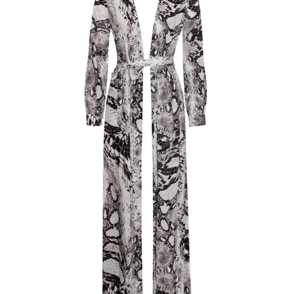 NWT - Python Snake Print Chiffon Kimono Duster - Picture 1 of 7